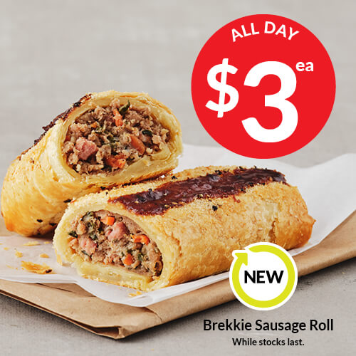 EAT All-Day Brekkie Sausage Roll, $3 only